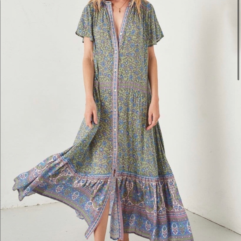 Spell Jasmine flutter sleeve maxi dress xs